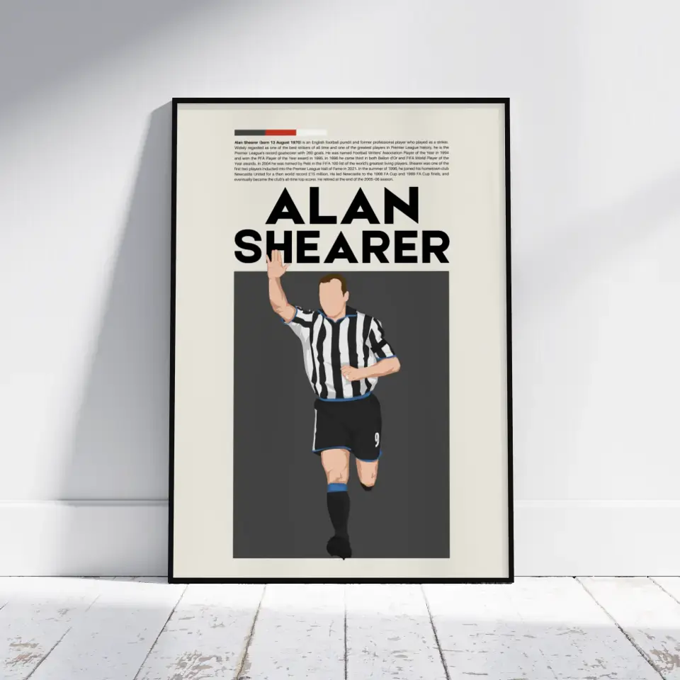 Alan Shearer Newcastle - Minimalist Poster - Fans Favourites