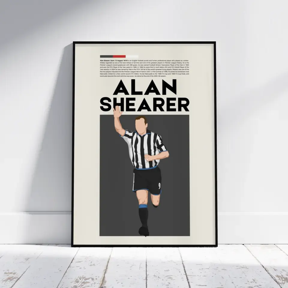 Alan Shearer Newcastle - Minimalist Poster - Fans Favourites