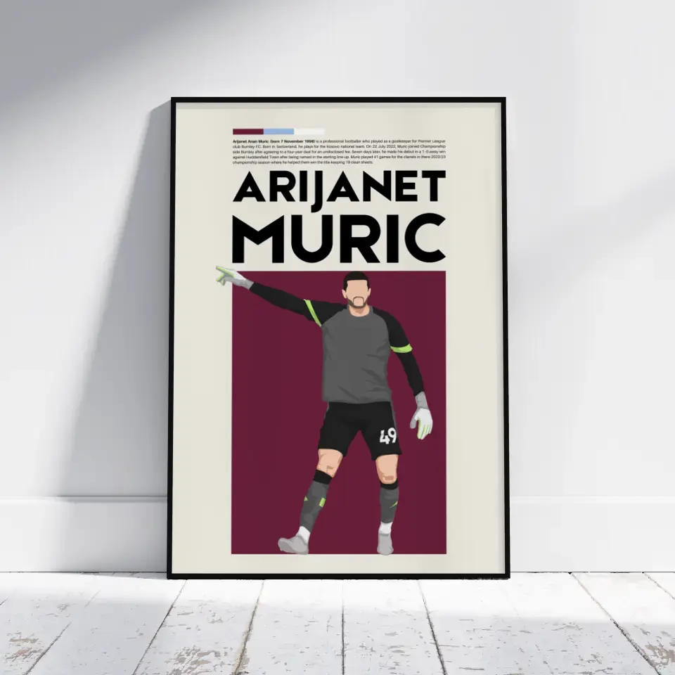Arijanet Muric Burnley - Minimalist Poster - Fans Favourites