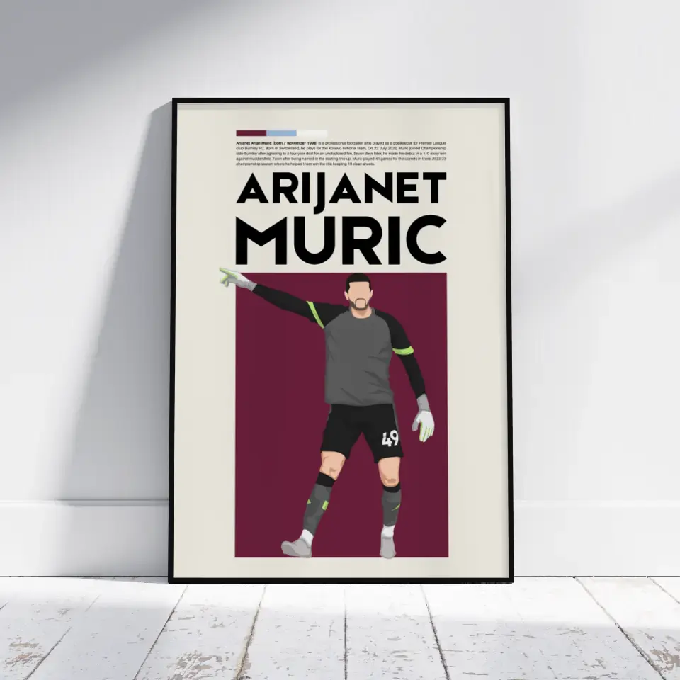 Arijanet Muric Burnley - Minimalist Poster - Fans Favourites