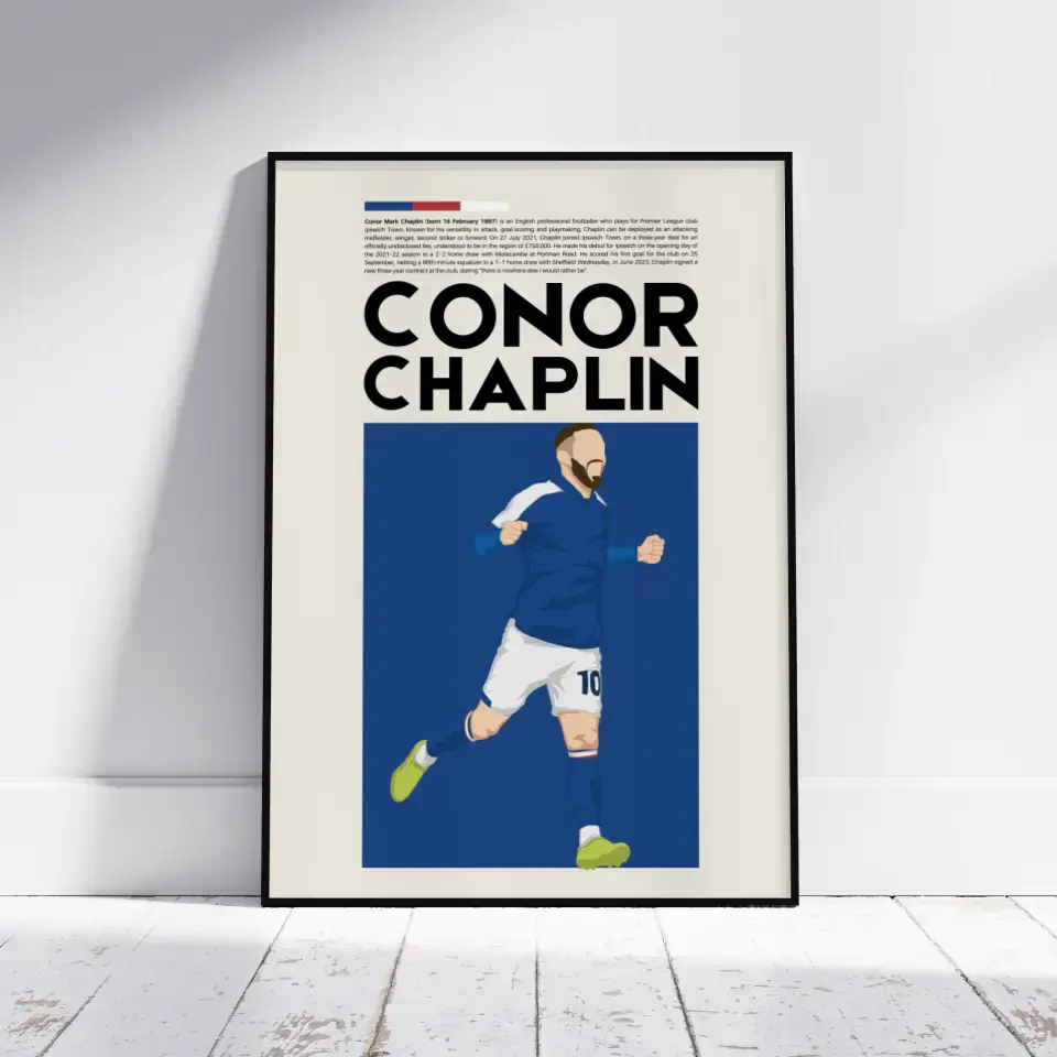 Conor Chaplin Ipswich - Minimalist Poster - Fans Favourites
