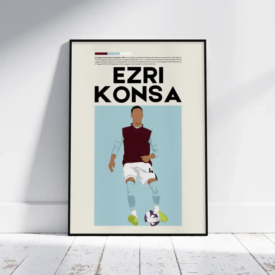 Ezri Konsa Aston Villa - Minimalist Poster - Fans Favourites
