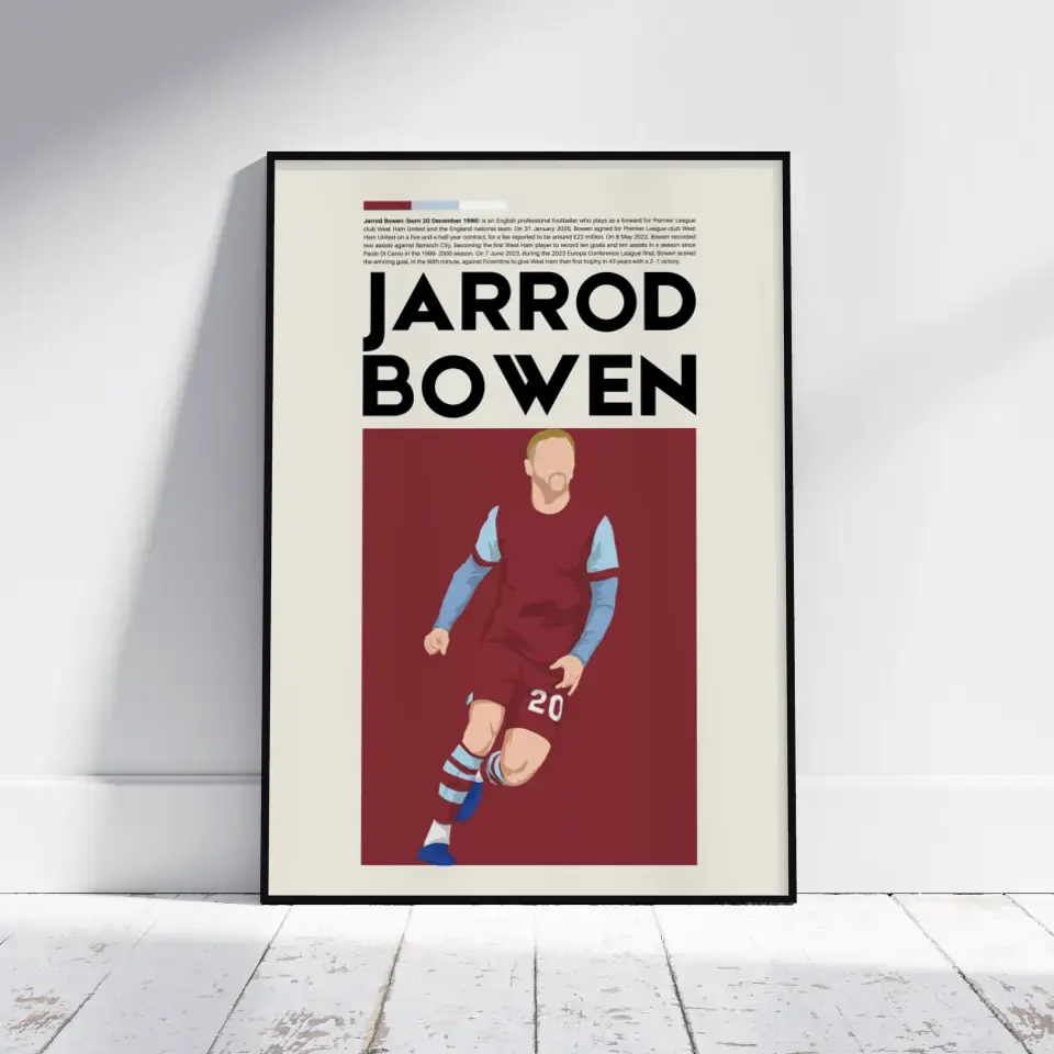 Jarrod Bowen West Ham - Minimalist Poster - Fans Favourites