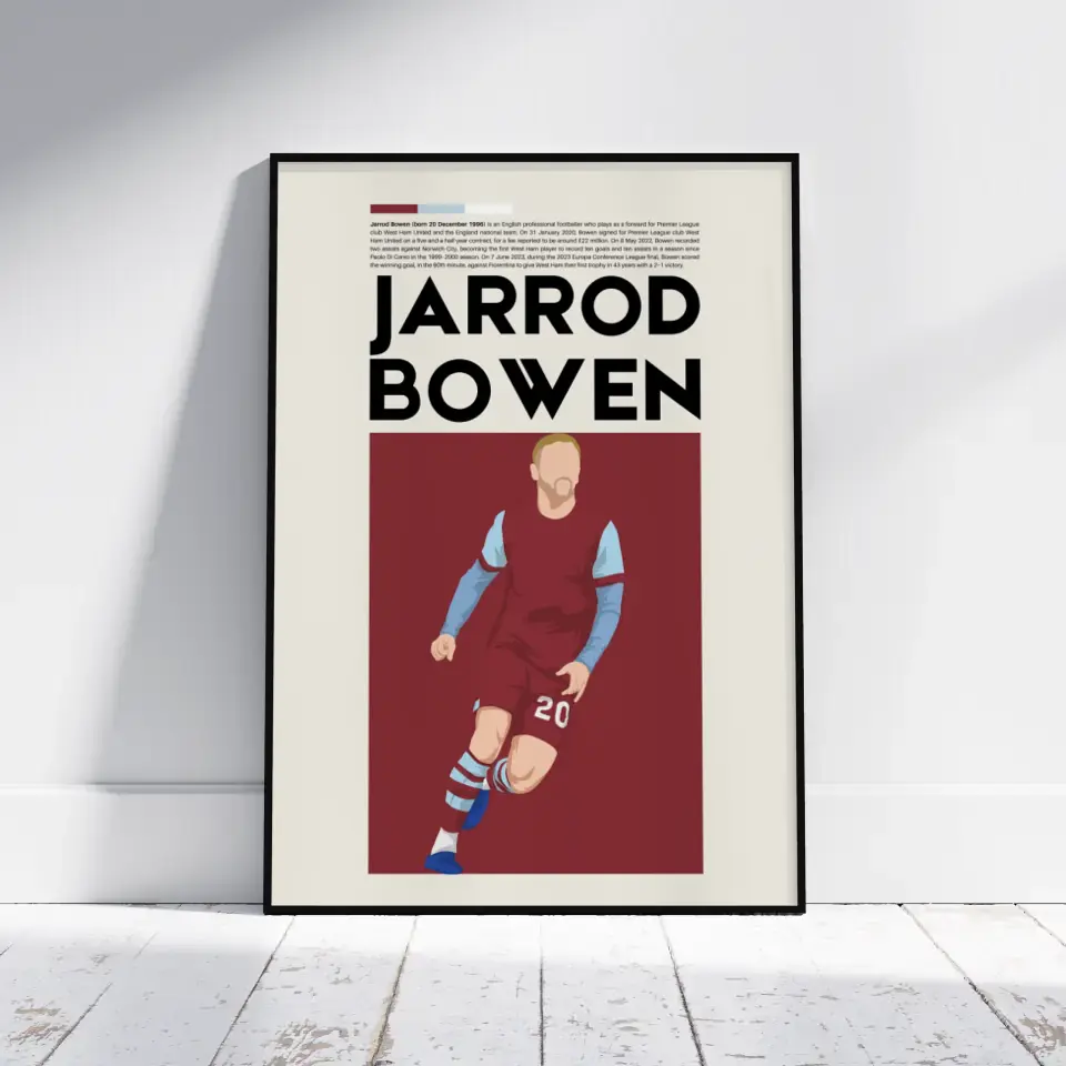 Jarrod Bowen West Ham - Minimalist Poster - Fans Favourites