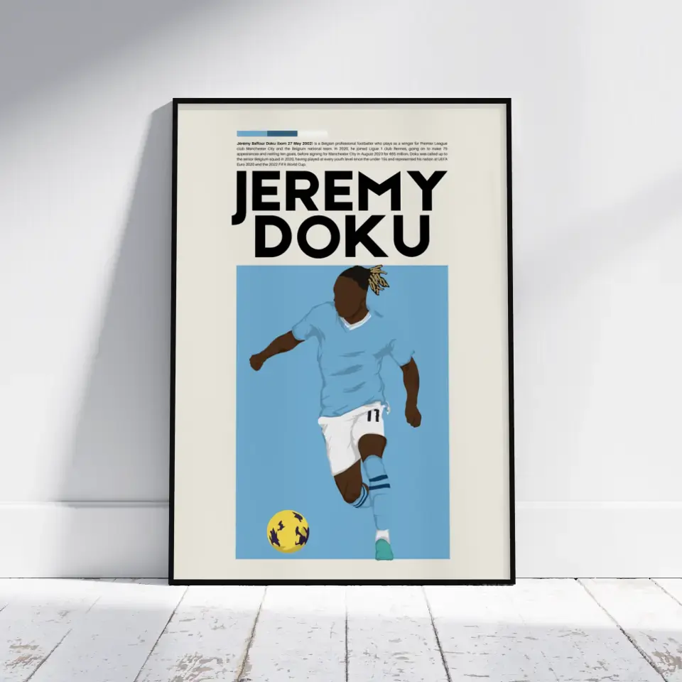 Jérémy Doku Man City - Minimalist Poster - Fans Favourites