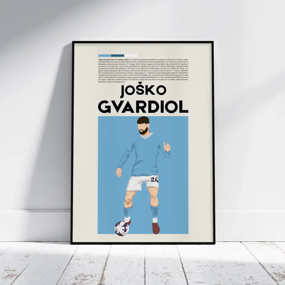 Joško Gvardiol Man City - Minimalist Poster - Fans Favourites