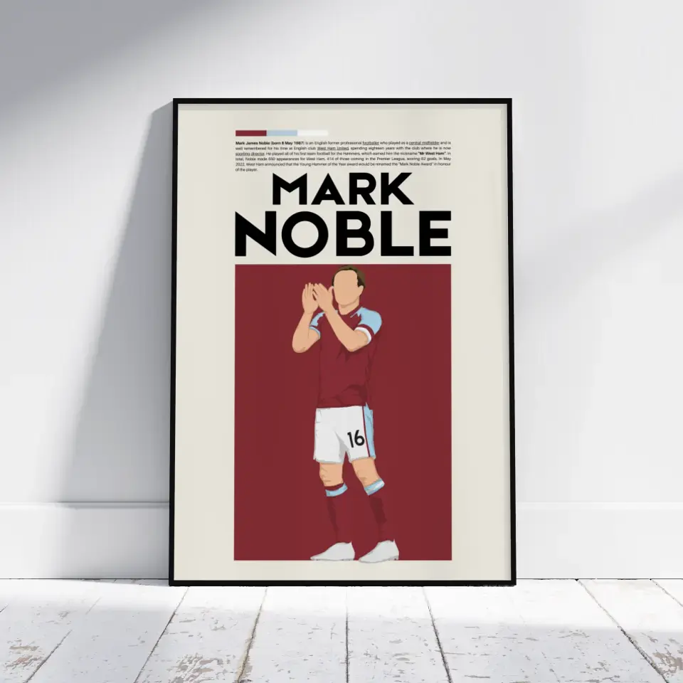 Mark Noble West Ham - Minimalist Poster - Fans Favourites