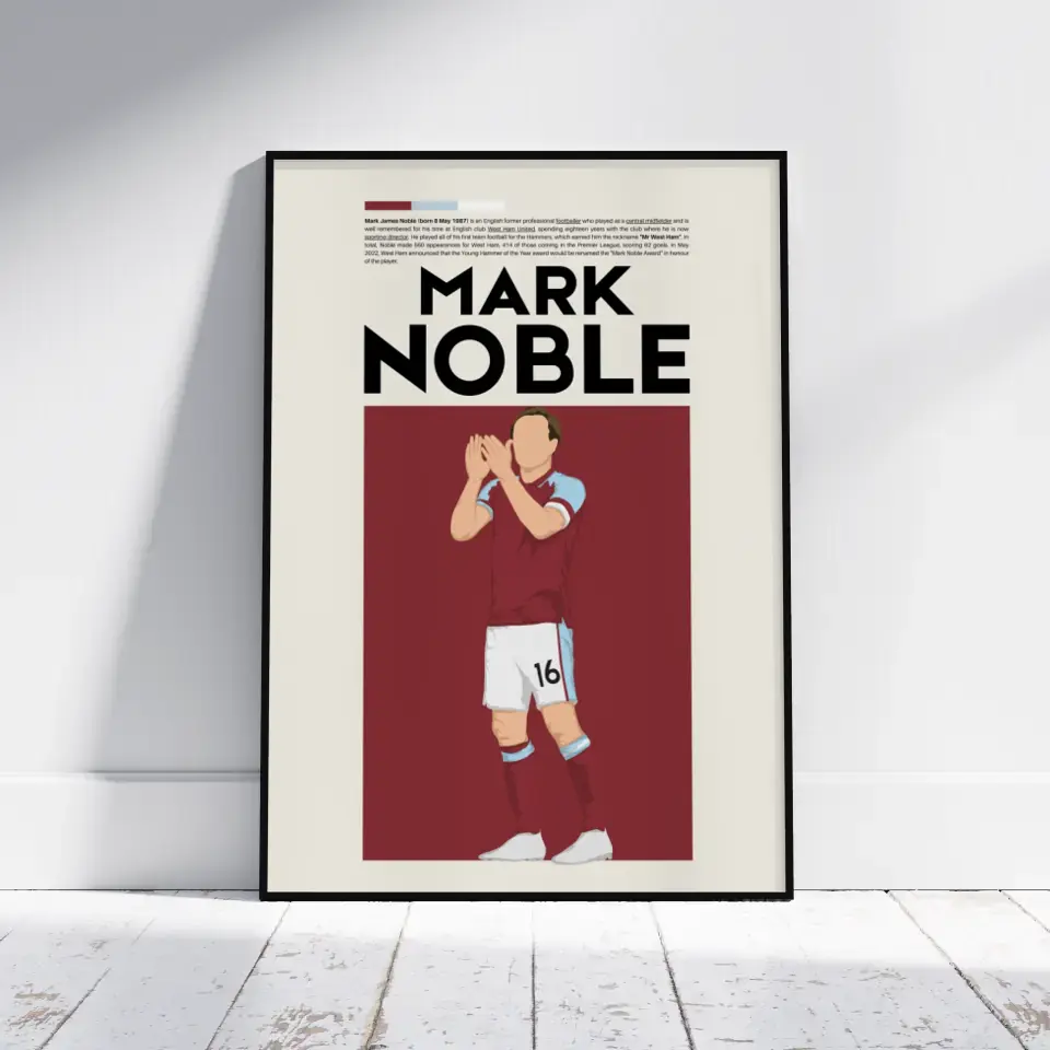 Mark Noble West Ham - Minimalist Poster - Fans Favourites
