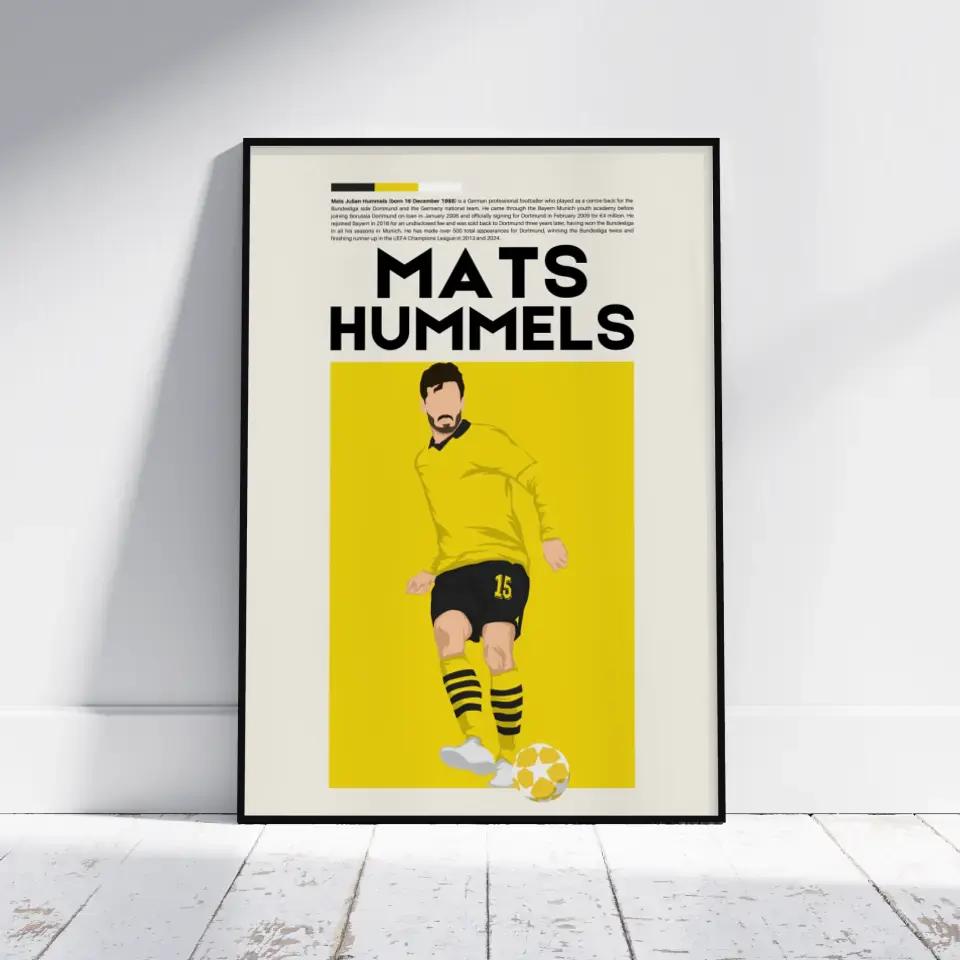 Mats Hummels Dortmund - Minimalist Poster - Fans Favourites