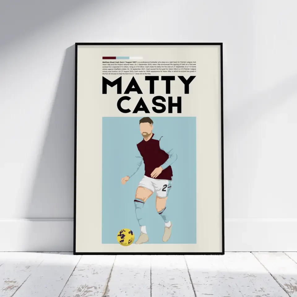 Matty Cash Aston Villa - Minimalist Poster - Fans Favourites