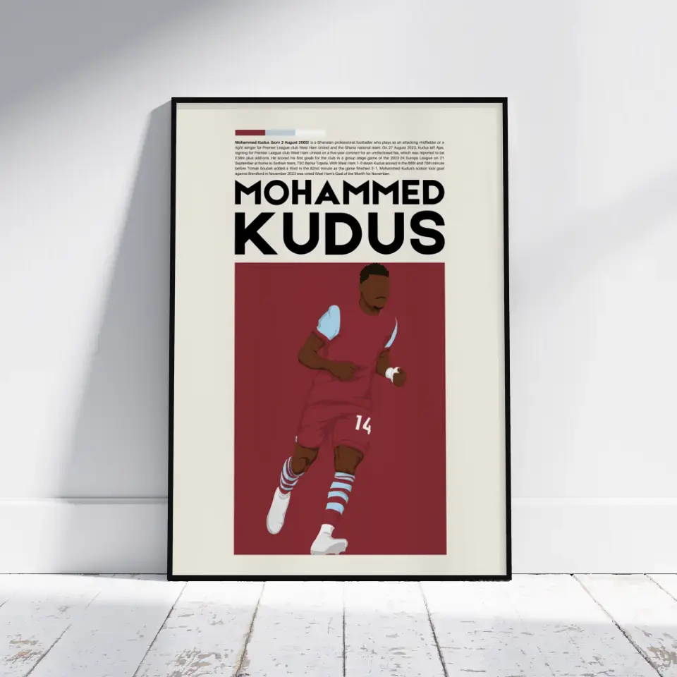 Mohammed Kudus West Ham - Minimalist Poster - Fans Favourites
