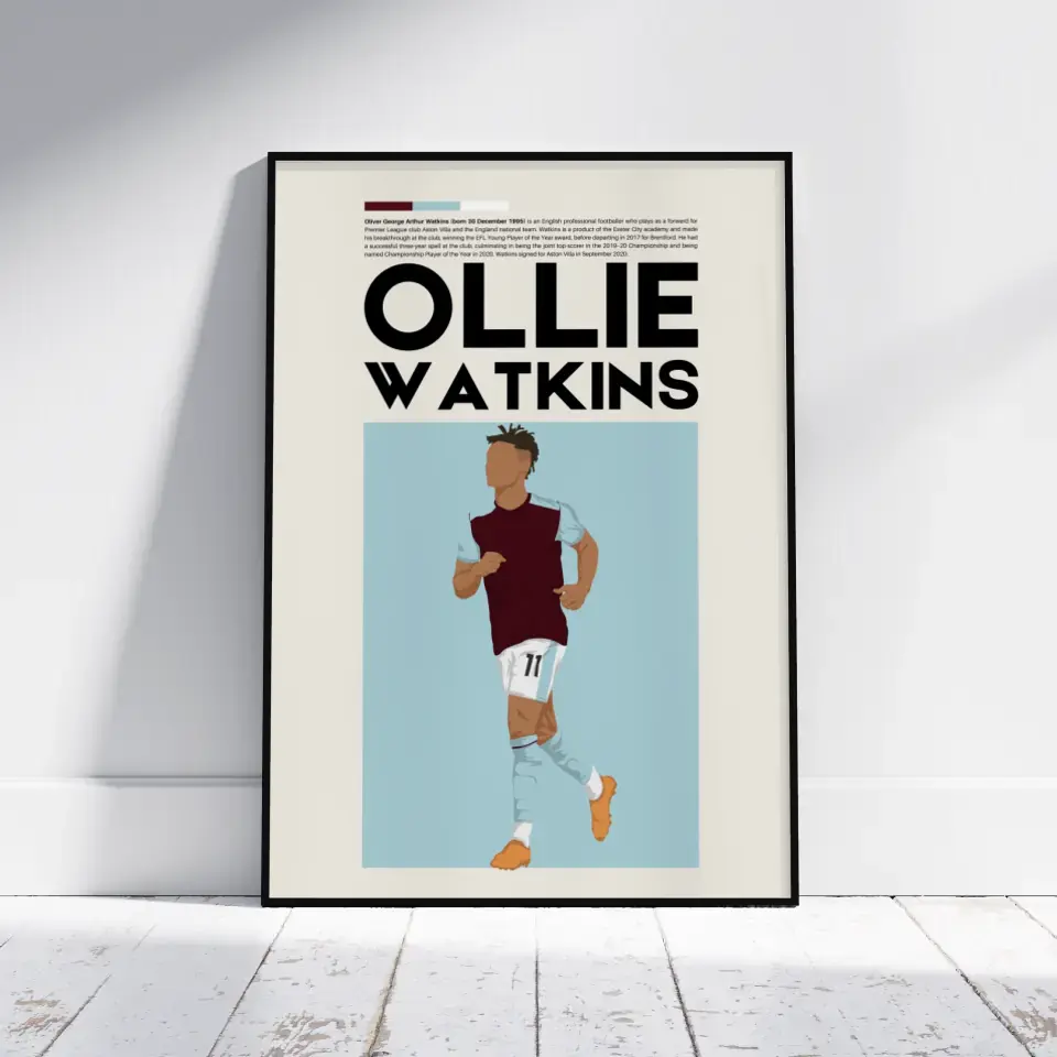 Ollie Watkins Aston Villa - Minimalist Poster - Fans Favourites
