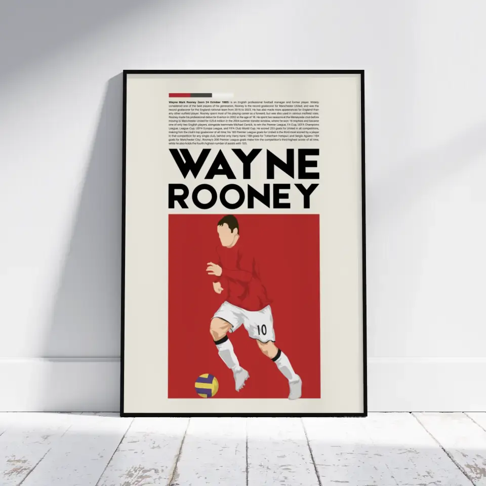 Wayne Rooney Man Utd - Minimalist Poster - Fans Favourites