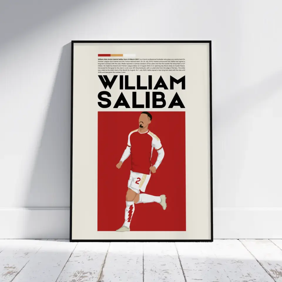 William Saliba Arsenal - Minimalist Poster - Fans Favourites