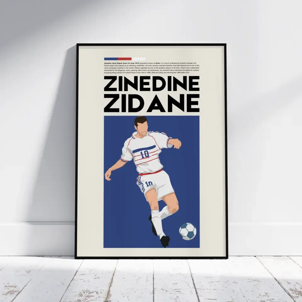Zinedine Zidane France - Minimalist Poster - Fans Favourites