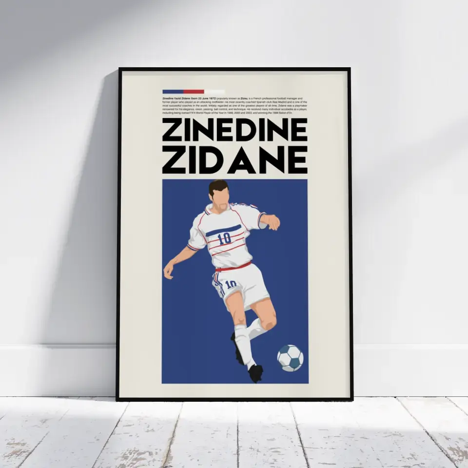Zinedine Zidane France - Minimalist Poster - Fans Favourites