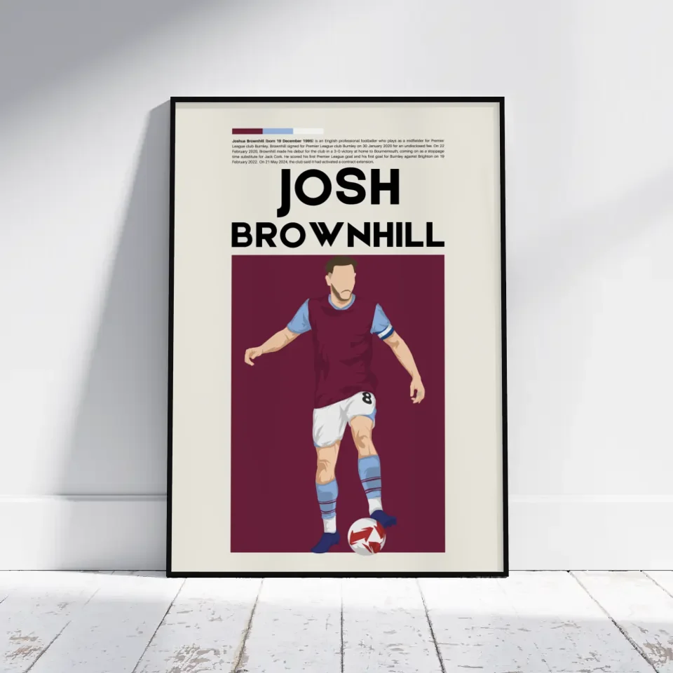 Josh Brownhill Burnley - Minimalist Poster - Fans Favourites