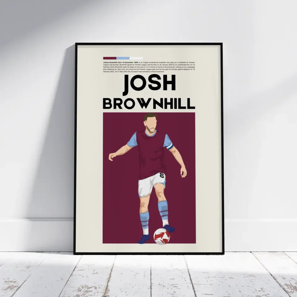 Josh Brownhill Burnley - Minimalist Poster - Fans Favourites
