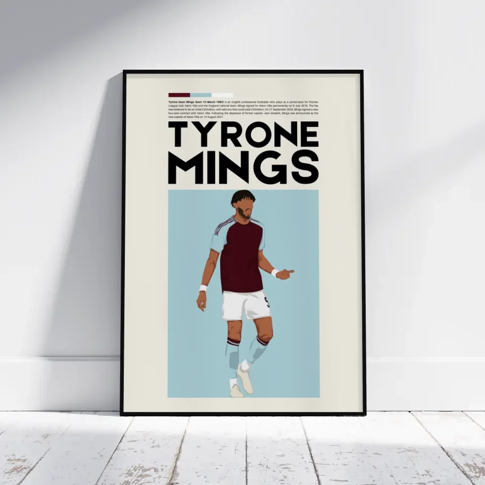 Tyrone Mings Aston Villa - Minimalist Poster - Fans Favourites