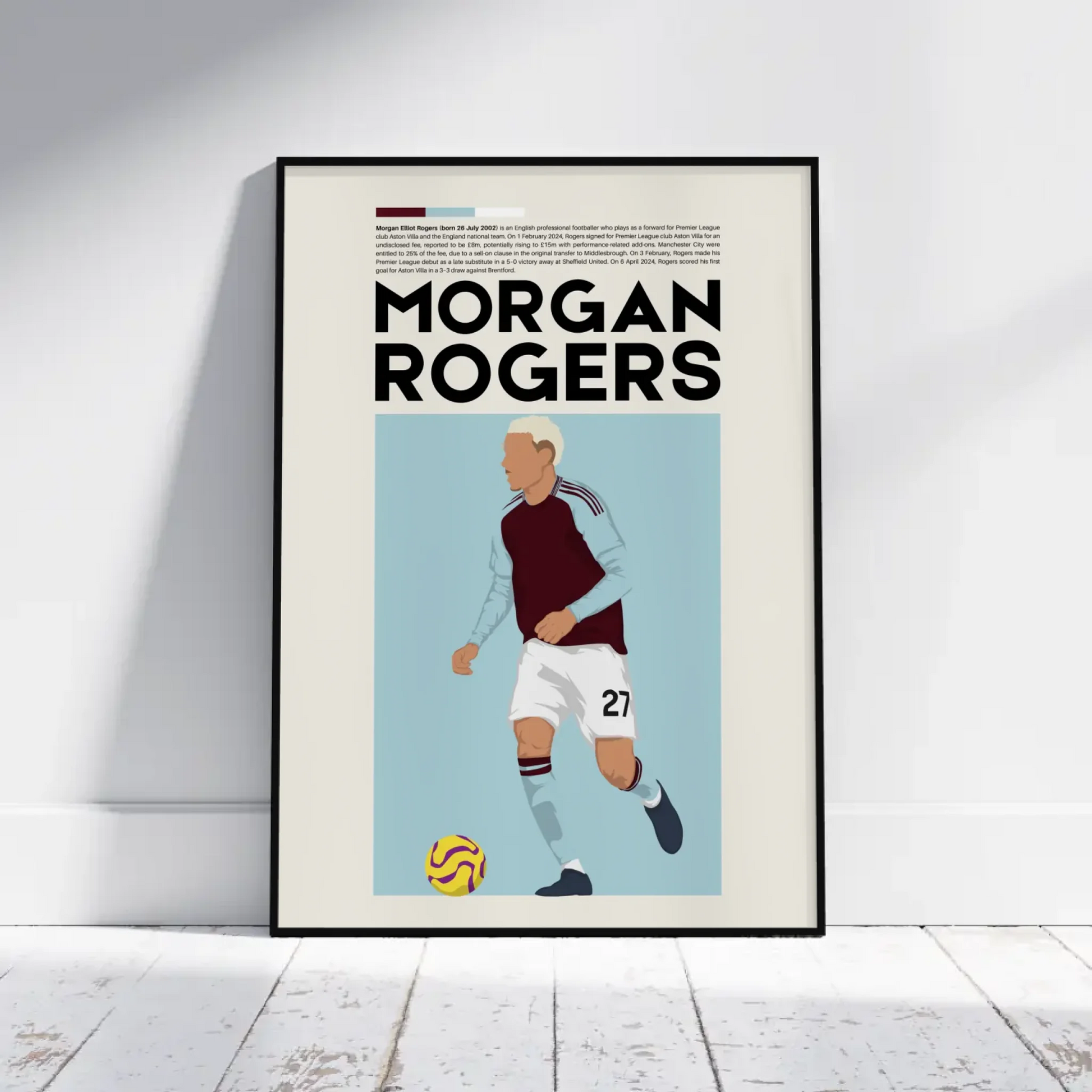 Morgan Rogers Aston Villa - Minimalist Poster - Fans Favourites