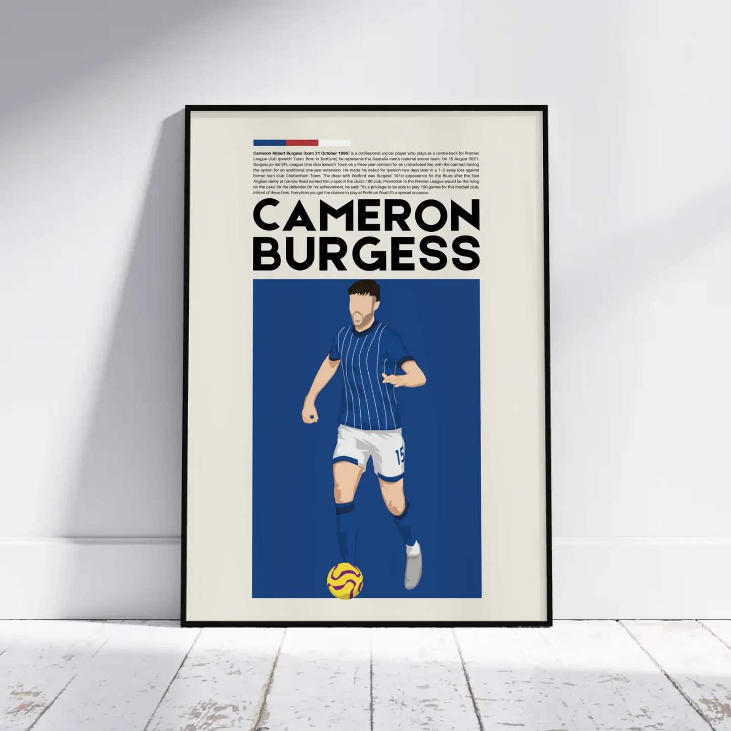 Cameron Burgess Ipswich - Minimalist Poster - Fans Favourites