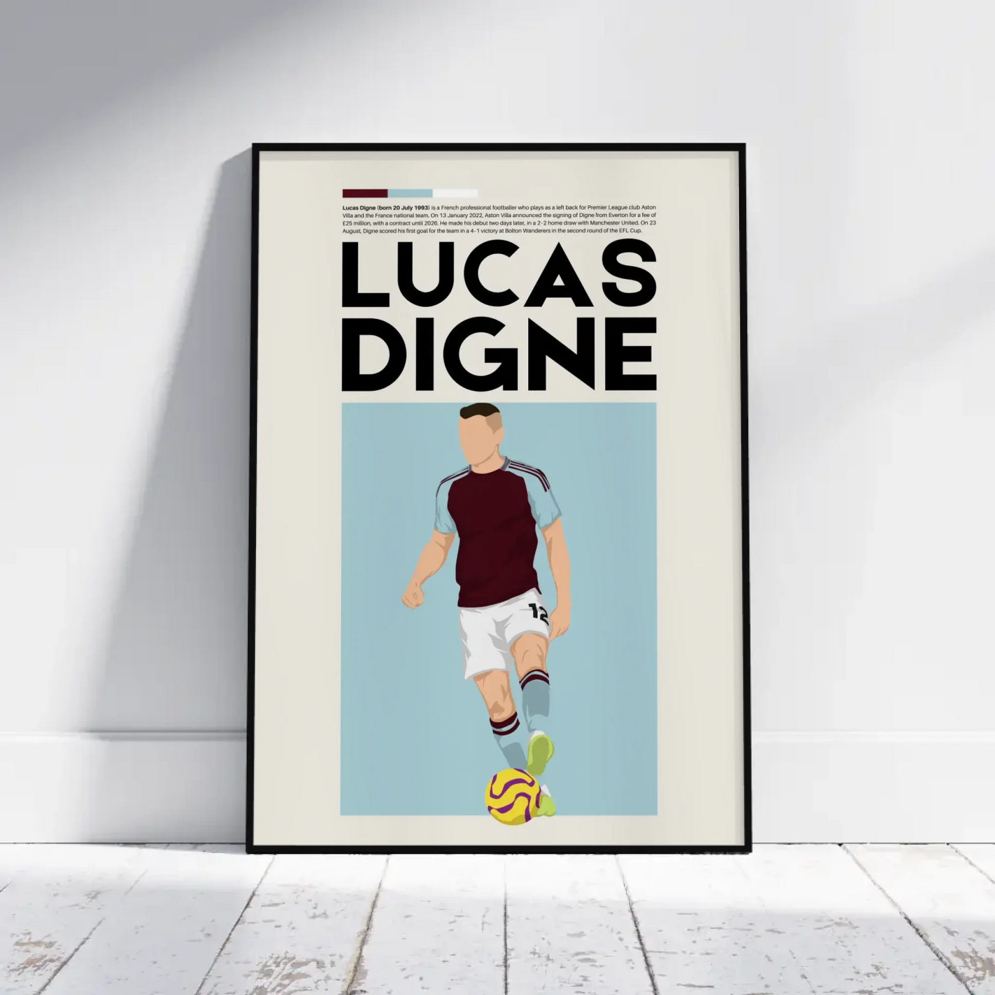 Lucas Digne Aston Villa - Minimalist Poster - Fans Favourites