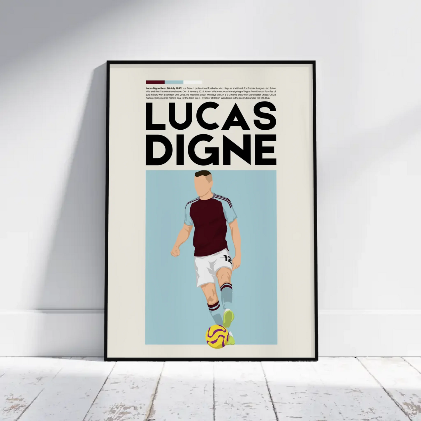 Lucas Digne Aston Villa - Minimalist Poster - Fans Favourites
