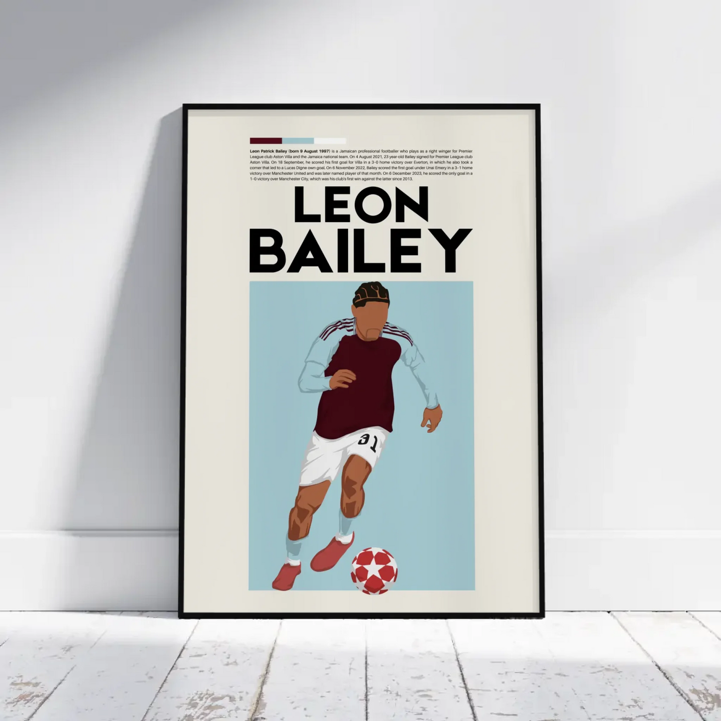 Leon Bailey Aston Villa - Minimalist Poster - Fans Favourites