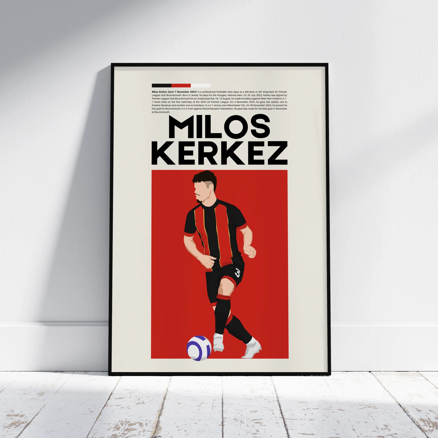 Milos Kerkez Bournemouth - Minimalist Poster - Fans Favourites