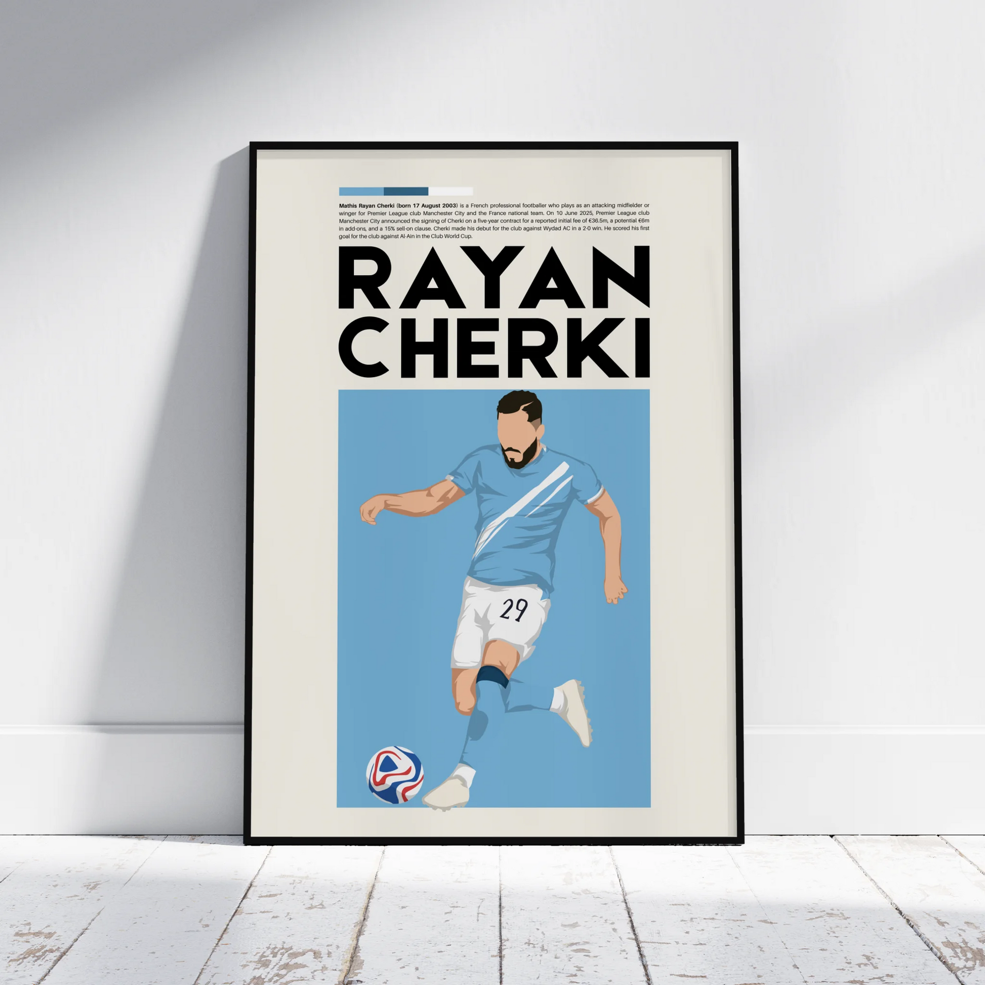 Rayan Cherki Man City - Minimalist Poster - Fans Favourites