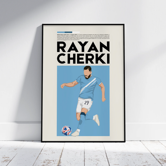 Rayan Cherki Man City - Minimalist Poster - Fans Favourites