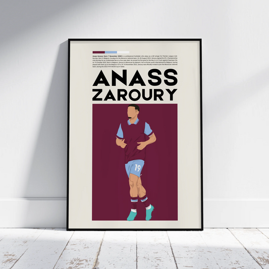 Anass Zaroury Burnley - Minimalist Poster - Fans Favourites