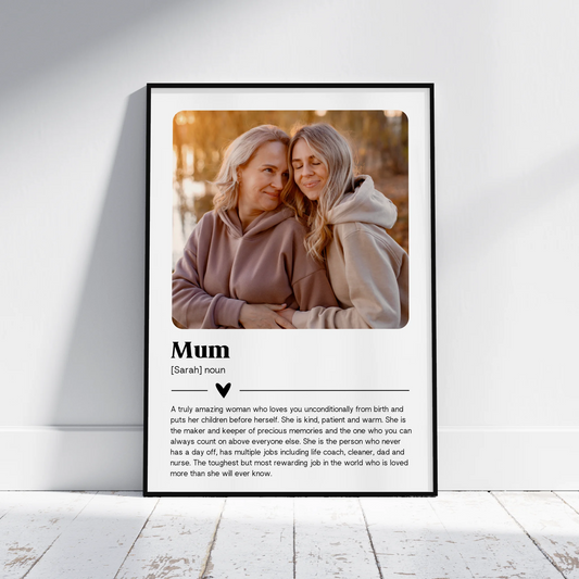 Mum Definition Print - Personalised Gift Poster - Fans Favourites