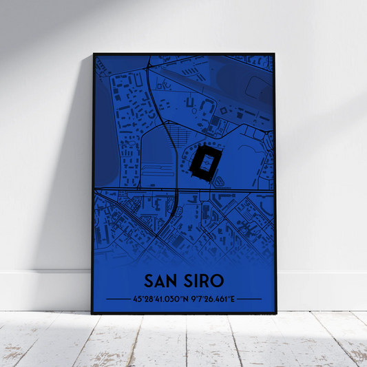 San Siro Inter Milan - Stadium Map Poster - Fans Favourites
