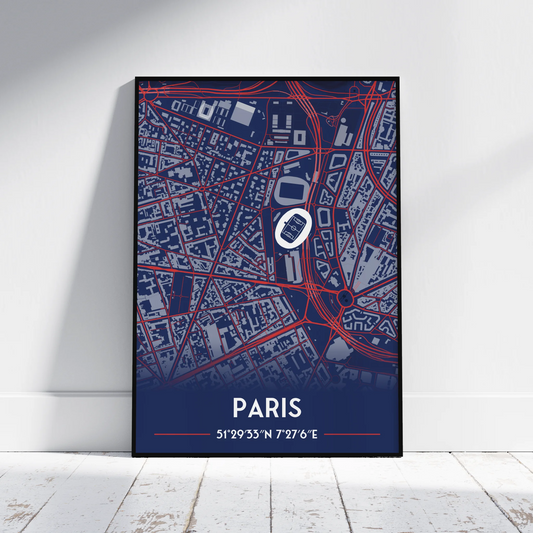 PSG - Stadium Map Poster - Fans Favourites