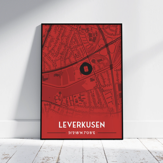 Bayer Leverkusen - Stadium Map Poster - Fans Favourites