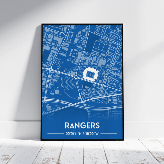 Ibrox Rangers - Stadium Map Poster - Fans Favourites