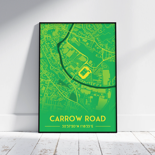 Carrow Road Norwich - Stadium Map Poster - Fans Favourites