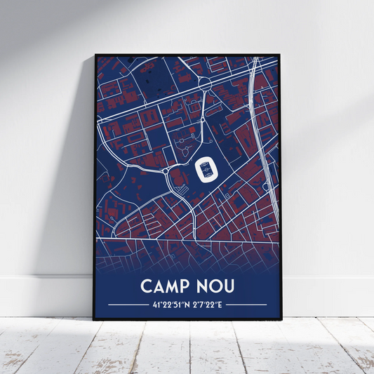 Camp Nou Barcelona - Stadium Map Poster - Fans Favourites