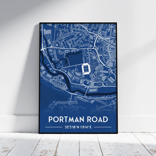 Portman Road Ipswich - Stadium Map Poster - Fans Favourites