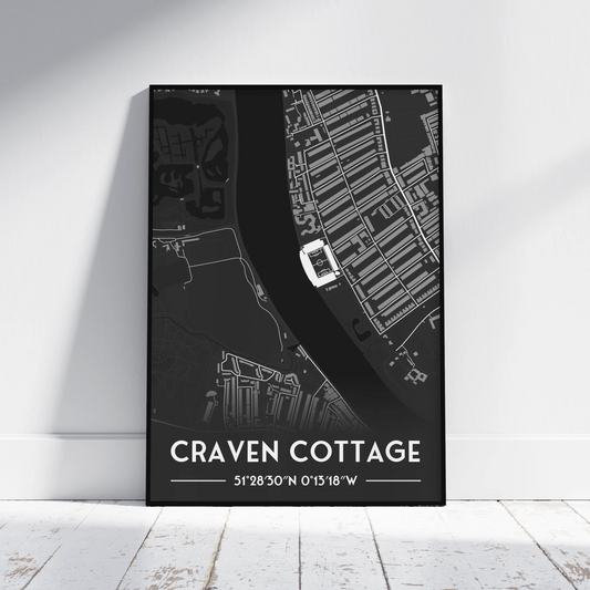 Craven Cottage Fulham - Stadium Map Poster - Fans Favourites