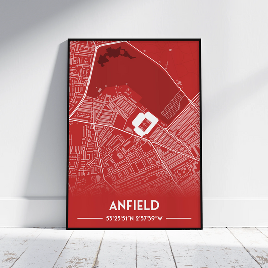 Anfield Liverpool - Stadium Map Poster - Fans Favourites