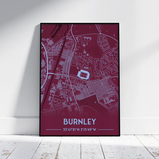 Turf Moor Burnley - Stadium Map Poster - Fans Favourites