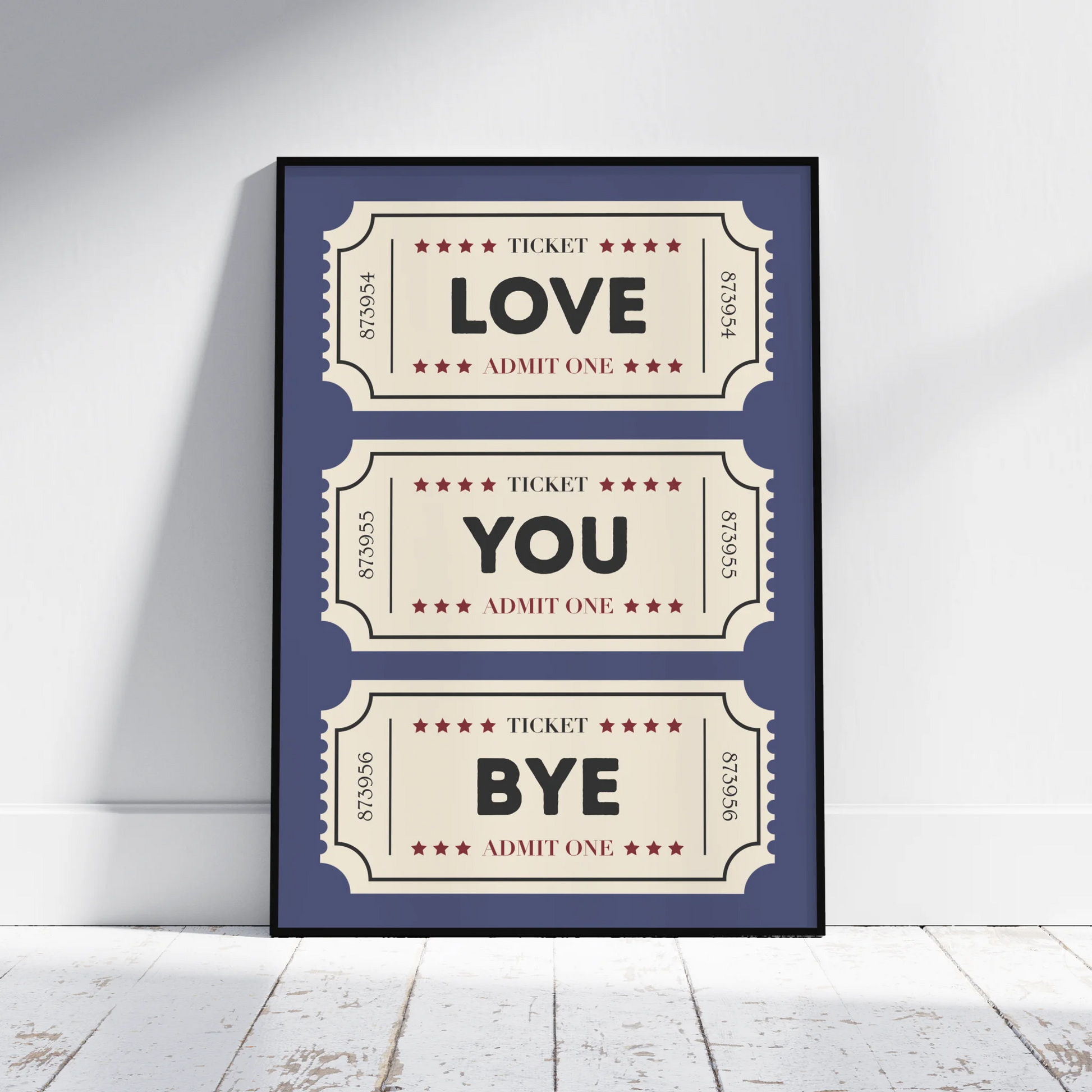 Love You Bye Movie Tickets - Personalised Gift Poster - Fans Favourites