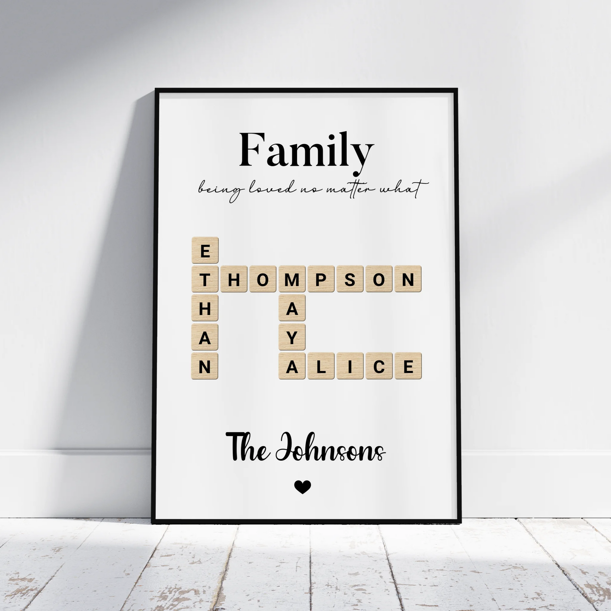Family Names Scrabble - Personalised Gift Poster - Fans Favourites